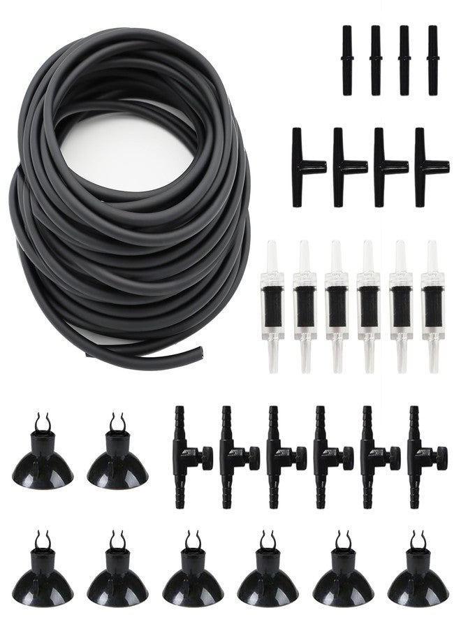 pewyoke Premium 50FT 3/16inch Air Hose for Aquarium with Connector,Check Valve, Control Valve Accessories (Black, 50 ft.) - Image 1